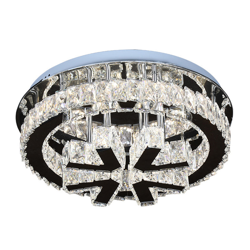 Snowflake Crystal Semi Mount Lighting Modernism Bedroom LED Ceiling Fixture in Stainless Steel