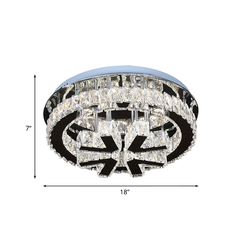Snowflake Crystal Semi Mount Lighting Modernism Bedroom LED Ceiling Fixture in Stainless Steel