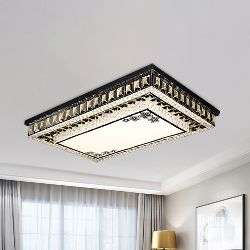 Inserito Cristallo Nero Flush Light Rettangolare LED Flush Monte Massimale Luce