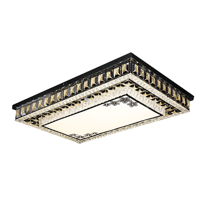 Inserito Cristallo Nero Flush Light Rettangolare LED Flush Monte Massimale Luce