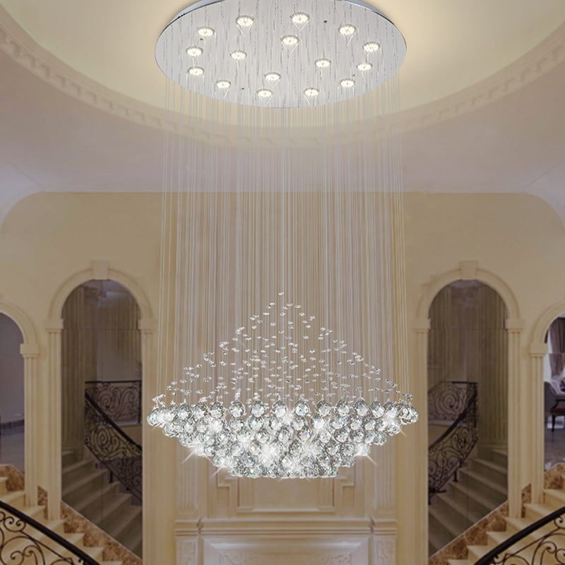 Orbi cristalli sfaccettati LED LED multiplo moderno moderno elegante cromo a forma di diamante a forma di luce appesa