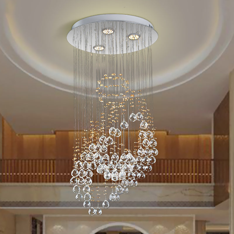 Crystal Balls Chrome LED Cluster Pendant Pending Leaf Face Moderniste Suspension Lighting pour chambre à coucher