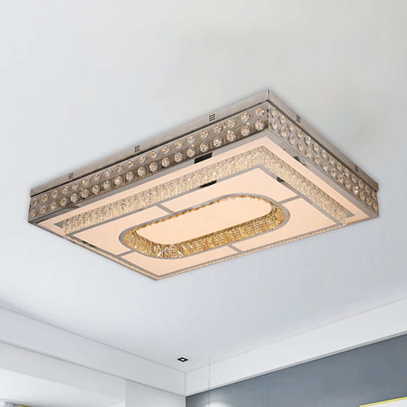 Rechteck Parlor Deckenleuchte Moderne Kristall Chrom Finish LED Flush Mount mit Cutouts Design