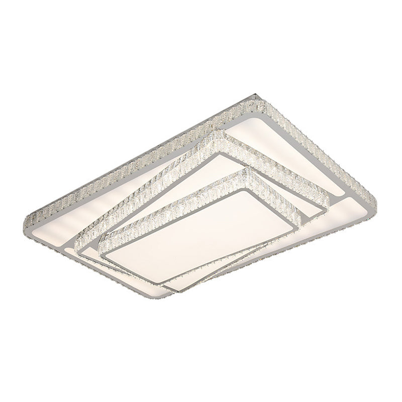 LED Flush Ceiling Licht Zeitgenössische Gestapelte Kristallrechtecke Flushmount Lighting in Weiß