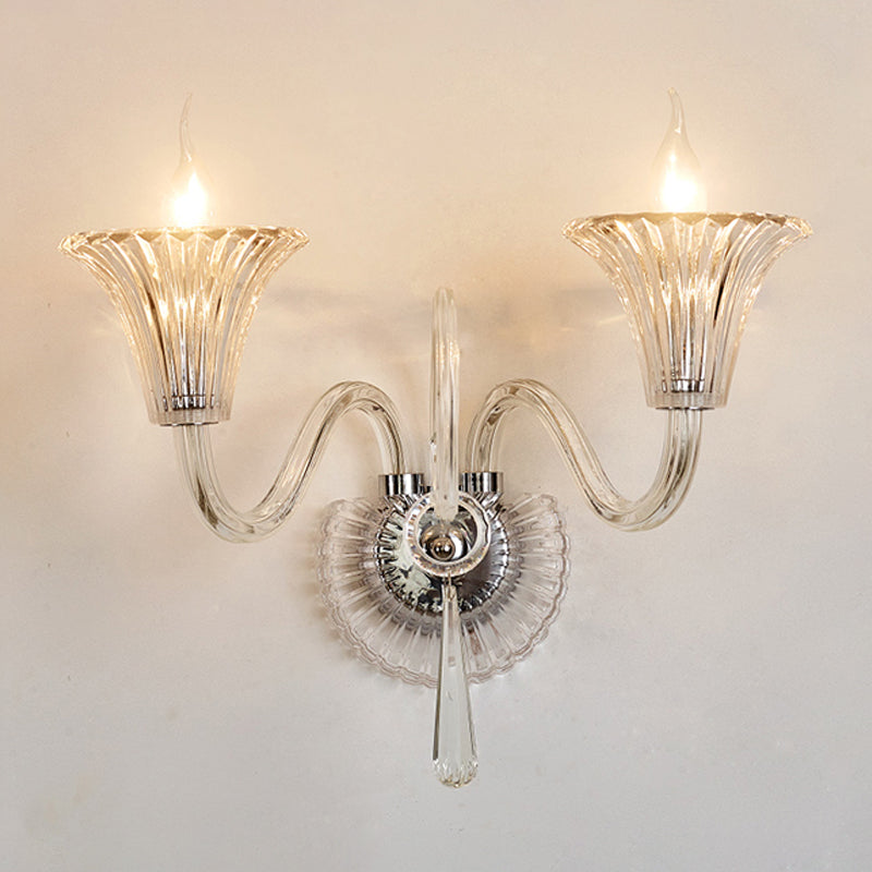 Lampe murale évasée de style moderne 2 LIGHT VERRE MUR MUR MUT