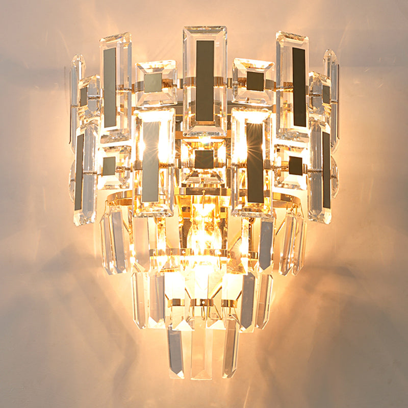 5 niveaux Clear Crystal-Rectangle Lampe murale contemporaine 3-Light Room Flux Flush Mount Murce
