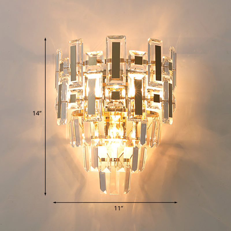 5 niveaux Clear Crystal-Rectangle Lampe murale contemporaine 3-Light Room Flux Flush Mount Murce
