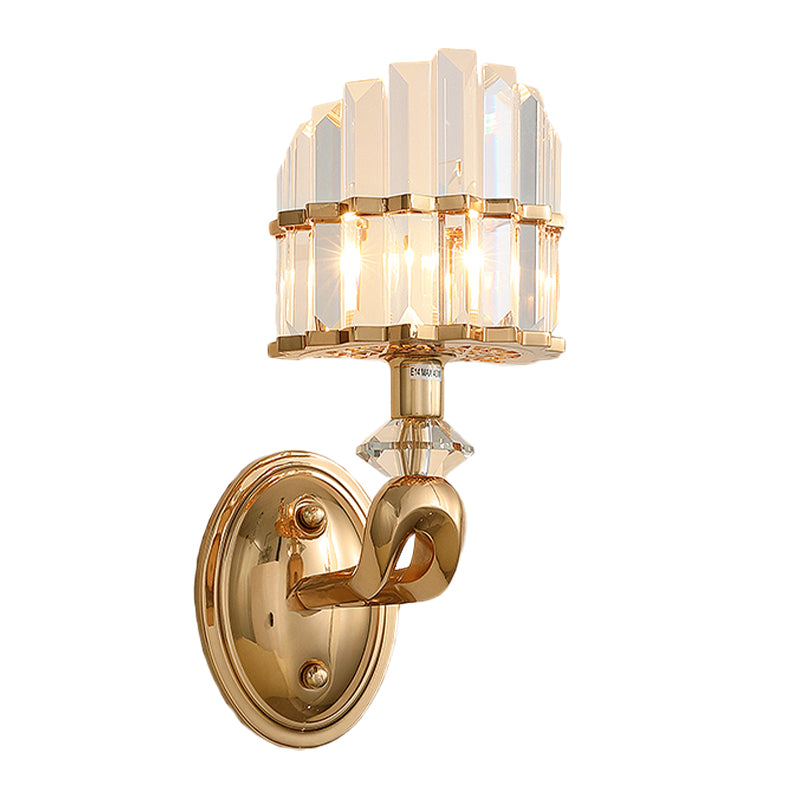 Postmodern Half-Shade Wall Light 1 Head Tri-Sided Crystal Rod Wall Mounted Lamp in Gold