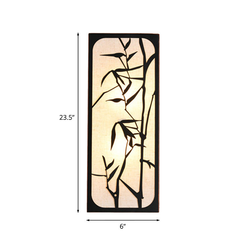 Tissu en forme de bambou en forme de cuboïde feuille murale légère de style chinois de 5 balles lampe murale en noir