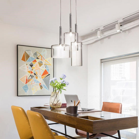 3/6/10 Lichter Speisesaal Cluster Beleuchtung mit Zylinder klarer Glasschatten moderne Chrom -LED -LED -Lampe