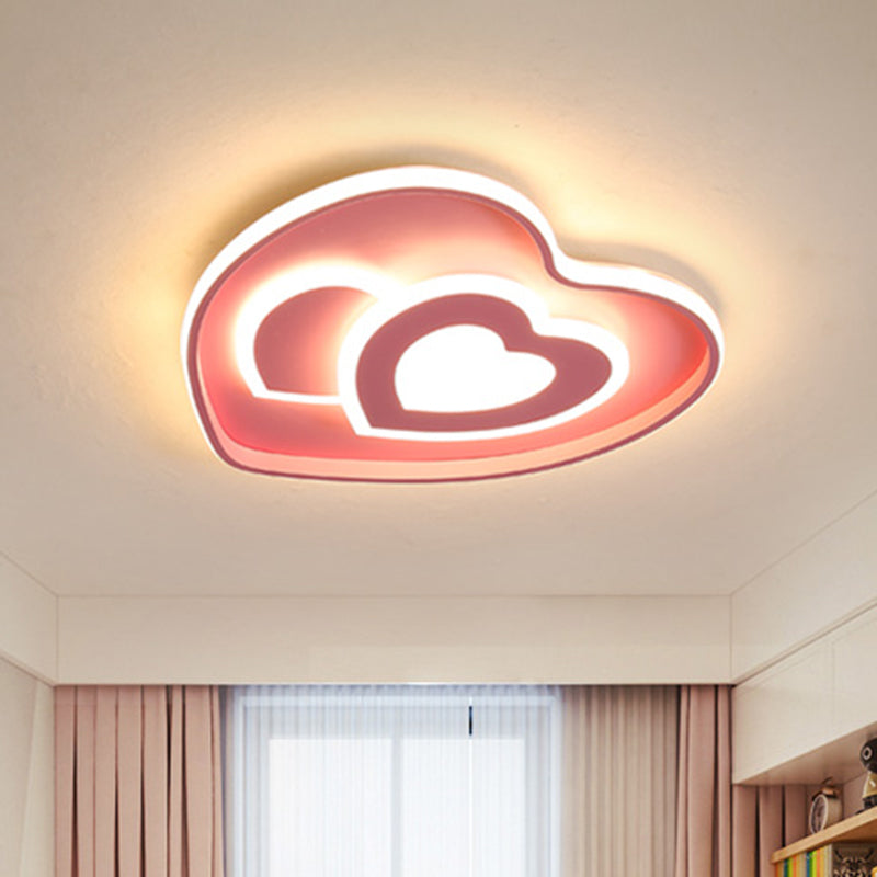 Illuminazione da incasso a soffitto a forma di cuore amorevole in stile nordico acrilico con finitura blu/rosa LED
