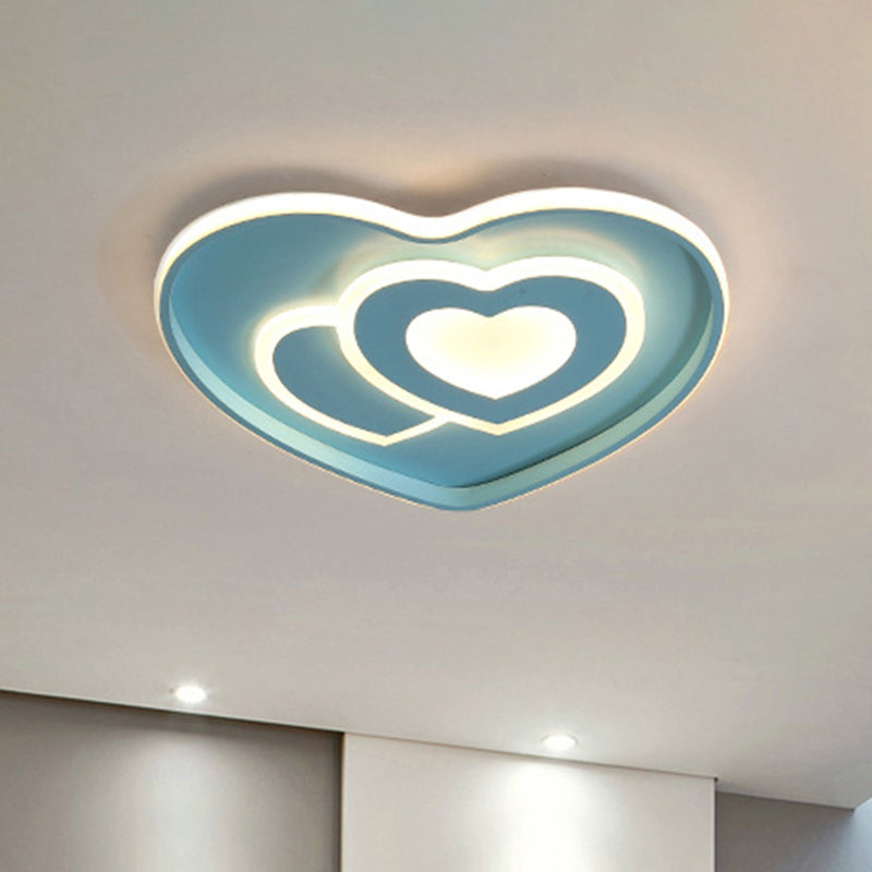 Illuminazione da incasso a soffitto a forma di cuore amorevole in stile nordico acrilico con finitura blu/rosa LED