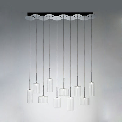 3/6/10 Lichter Speisesaal Cluster Beleuchtung mit Zylinder klarer Glasschatten moderne Chrom -LED -LED -Lampe