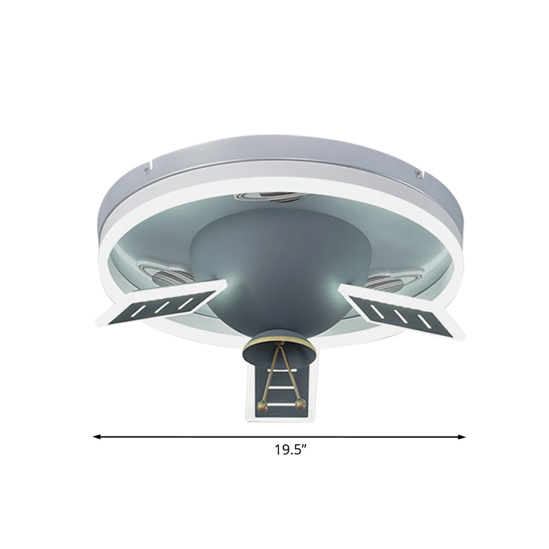 Nordic Satellite Shape Flush Mounted Lamp Acrylic LED Kids Flush Ceiling Light in Grey