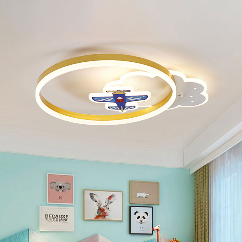 Gold Ring e Cloud Flush Lampada Fixture Nordic Style LED Metallo Flush Lighting con Aircraft Decor