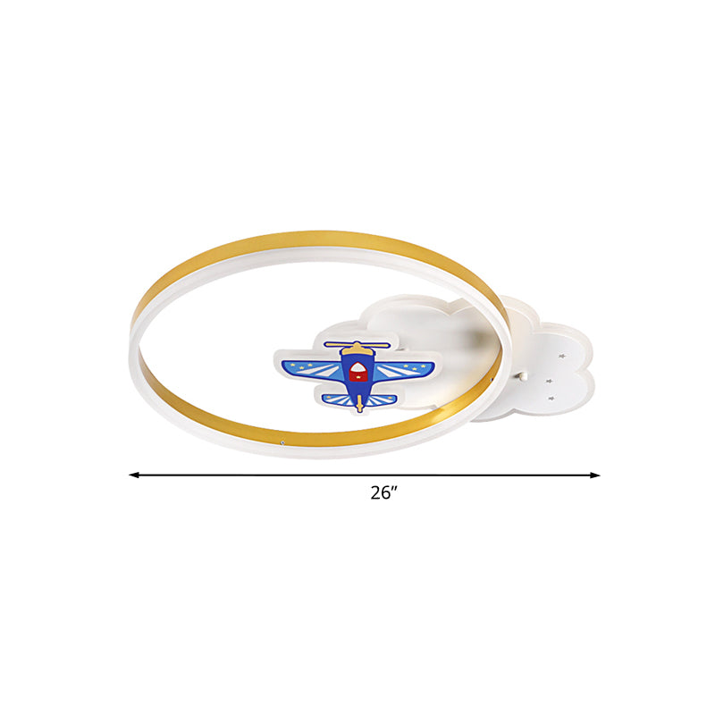 Gold Ring e Cloud Flush Lampada Fixture Nordic Style LED Metallo Flush Lighting con Aircraft Decor
