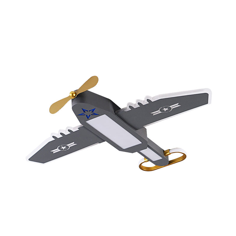 Metallische Flugzeug-Unterputzlampe, Cartoon-LED-graue Deckenleuchte für Kinderzimmer