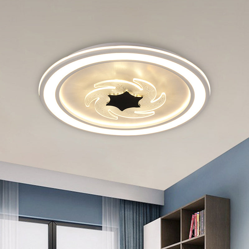 Acrilico Circolo Flush Mount Light Kids LED Black - White Flush Lighting con Windmill Dettaglio