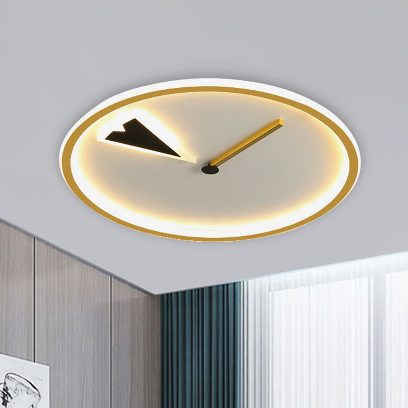 Runde/quadratische Unterputzleuchte mit Uhrendesign, modernistische Acryl-LED-Schlafzimmer-Unterputzbeleuchtung in Schwarz/Gold