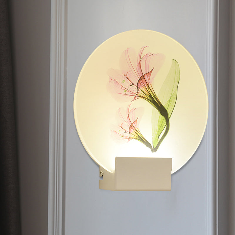 Moup de montant violet / rose / jaune Square Lumière Simplicité Style LED Lampe murale en acrylique LED avec cerf / fleur / arbre Modèle pour la chambre d'hôtes