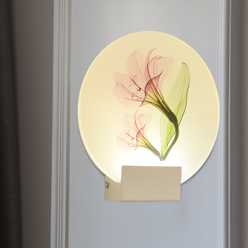 Lila/rosa/gelbe Quadratwandhalterung Licht Einfachheitstil LED -Acryl -Wandlampe mit Hirsch/Blüte/Baummuster für Gästezimmer