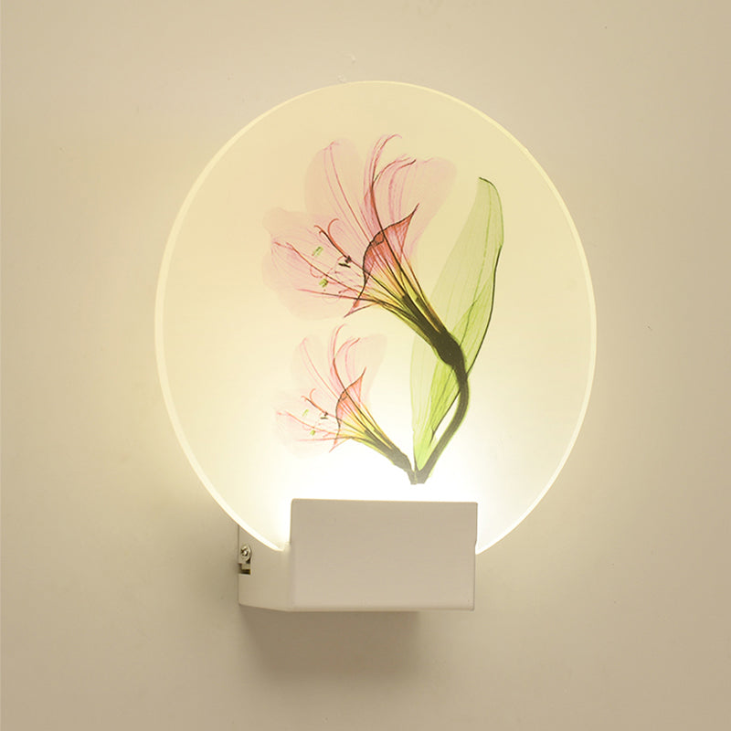Lila/rosa/gelbe Quadratwandhalterung Licht Einfachheitstil LED -Acryl -Wandlampe mit Hirsch/Blüte/Baummuster für Gästezimmer