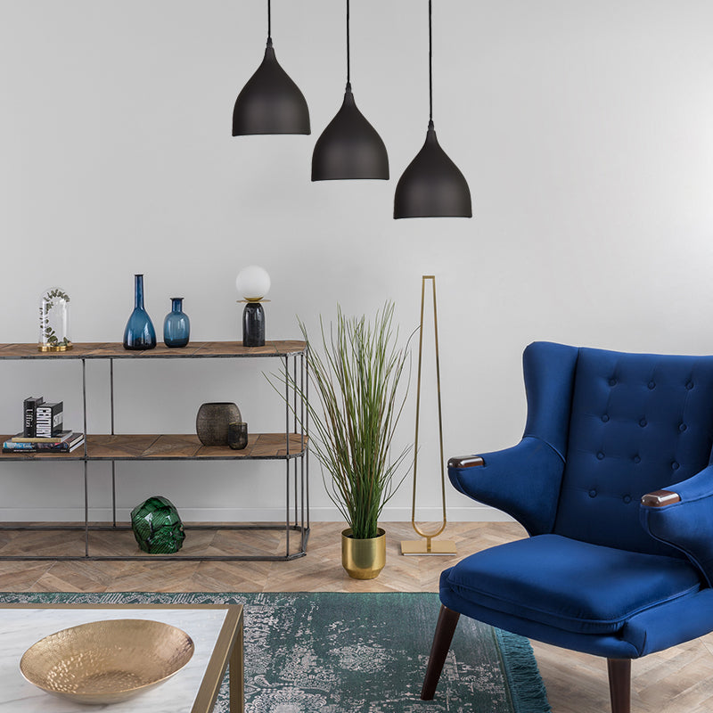 6,5 "/10"/12 "Luce a soffitto a pendente a cupola larga Metallo moderno 1 Luce di sospensione nero/bianco/rosso