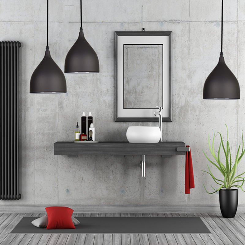 6,5 "/10"/12 "Luce a soffitto a pendente a cupola larga Metallo moderno 1 Luce di sospensione nero/bianco/rosso