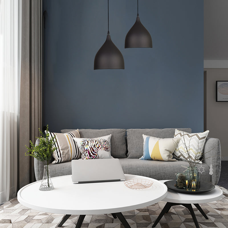 6,5 "/10"/12 "Luce a soffitto a pendente a cupola larga Metallo moderno 1 Luce di sospensione nero/bianco/rosso