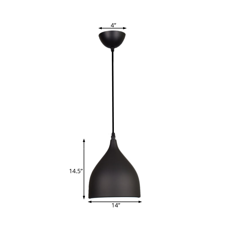 6,5 "/10"/12 "Luce a soffitto a pendente a cupola larga Metallo moderno 1 Luce di sospensione nero/bianco/rosso