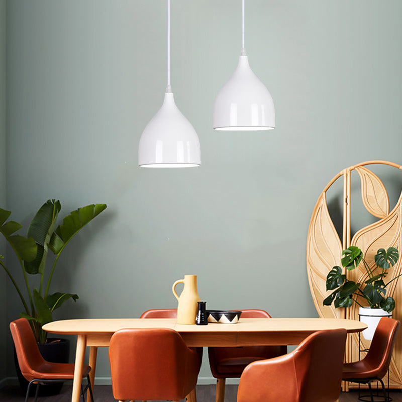 6,5 "/10"/12 "Luce a soffitto a pendente a cupola larga Metallo moderno 1 Luce di sospensione nero/bianco/rosso