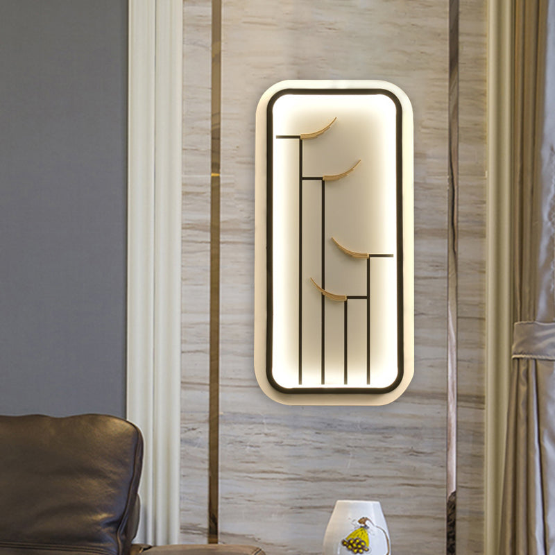 Rectangle Eave Patterned Mural Lamp Chinese Style Acrylic LED Black and White Wall Lighting Idea
