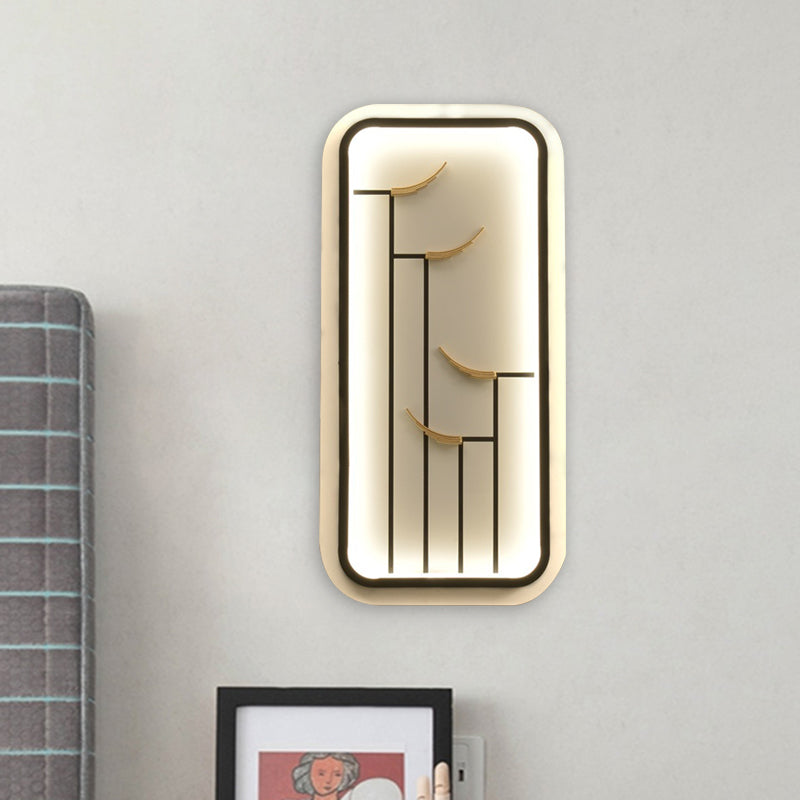 Rectangle Eave Patterned Mural Lamp Chinese Style Acrylic LED Black and White Wall Lighting Idea
