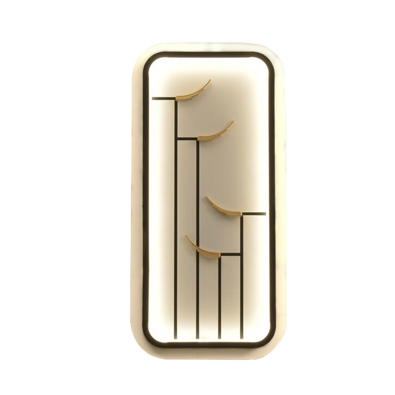 Rectangle Eave Patterned Mural Lamp Chinese Style Acrylic LED Black and White Wall Lighting Idea