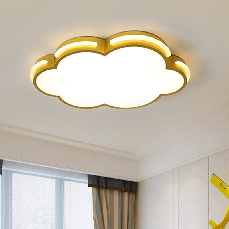 Nordic Cloud-Shape Ceiling Flush Acrylic LED Bedroom Flush Mount Lighting in Gold