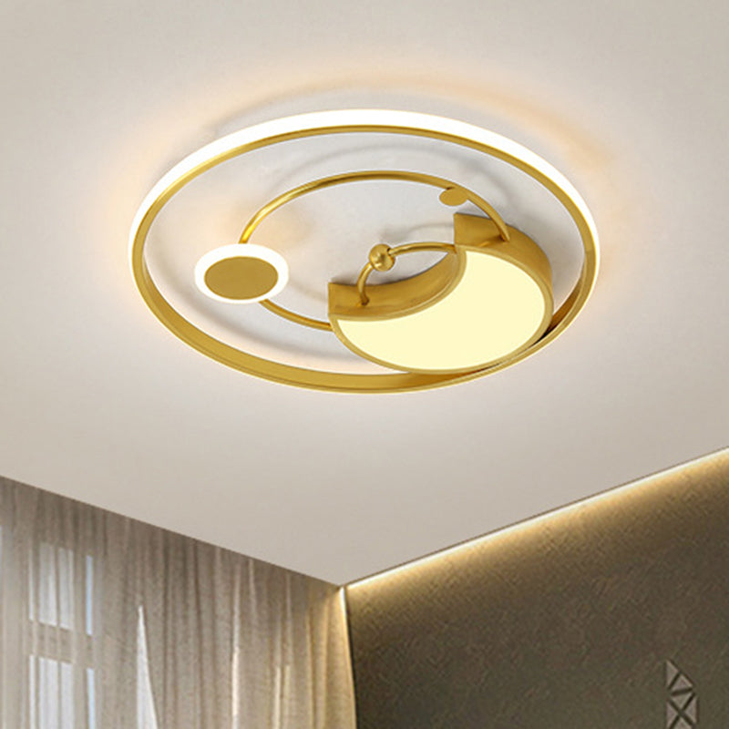 Acryl Mond und Ring Flushmount Lampe Nordische Stil LED Flush Licht-Armatur in Gold