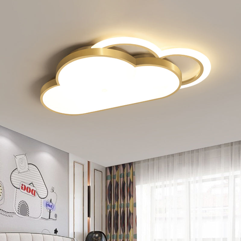 Simplicity Cloud Shape Flush Lighting Acrylic LED Bedroom Ceiling Flush Mount in Gold