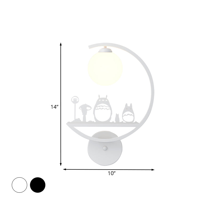 Animals Metallic Wall Sconce Lighting Nordic Single White/Black Finish Wall Lamp with C-Arm