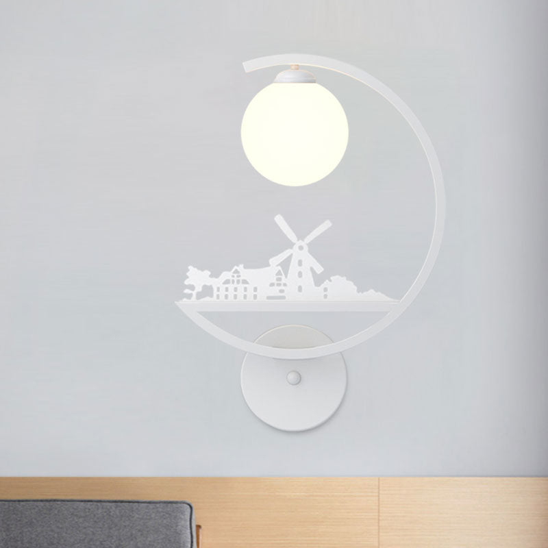 Animals Metallic Wall Sconce Lighting Nordic Single White/Black Finish Wall Lamp with C-Arm