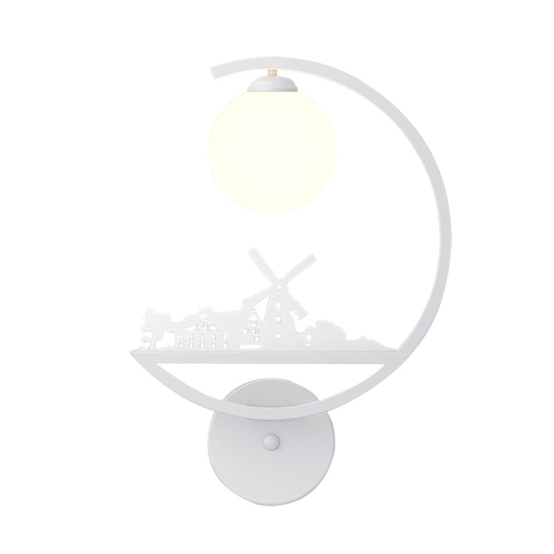 Animals Metallic Wall Sconce Lighting Nordic Single White/Black Finish Wall Lamp with C-Arm