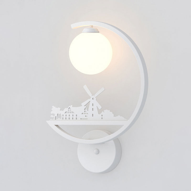 Animals Metallic Wall Sconce Lighting Nordic Single White/Black Finish Wall Lamp with C-Arm