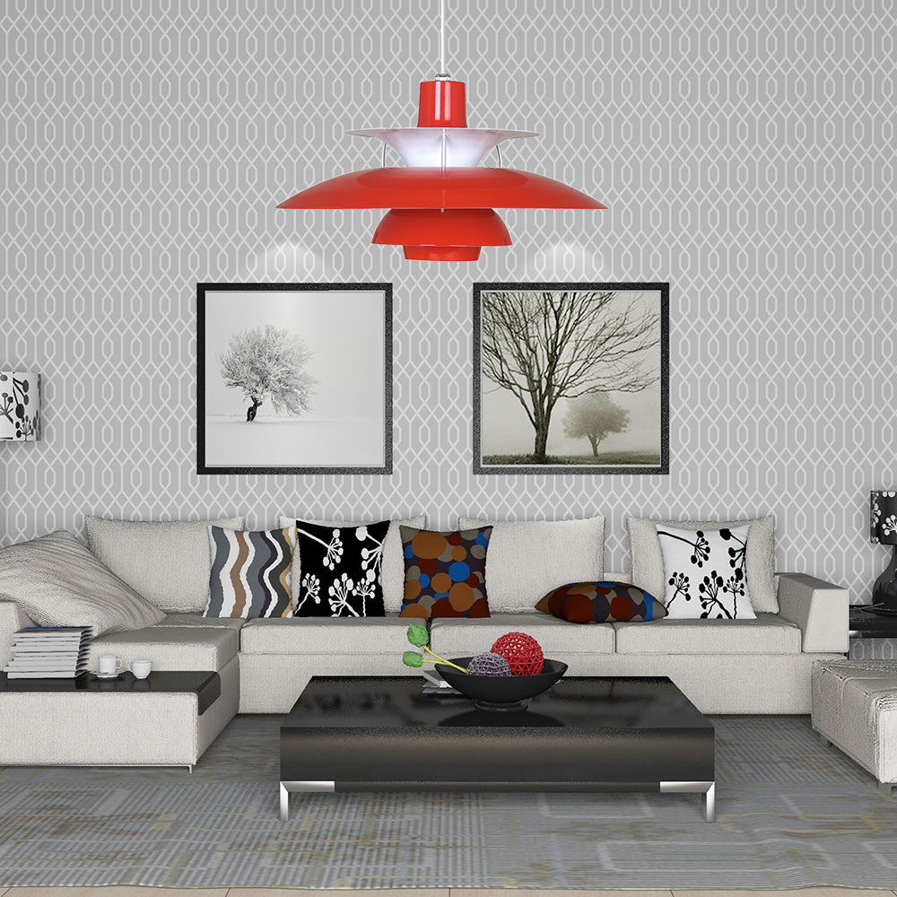 3 Layers Pendant Light with Flared Shade Macaron Style Aluminum 1 Light Black/Gray Hanging Lamp, 12"/16" Wide