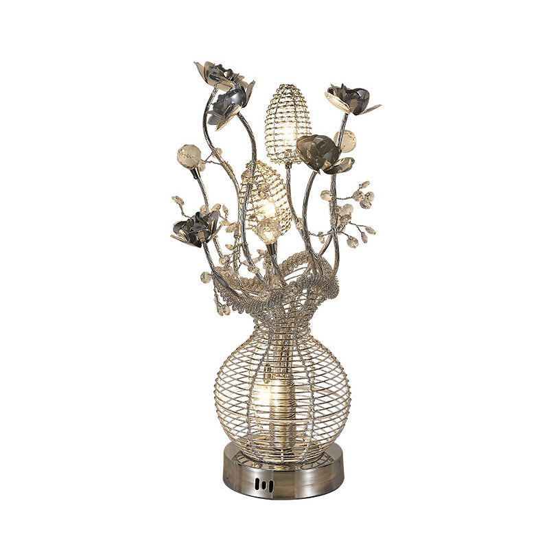 Éclairage décoratif de coupe à balle découpée à LED LED Éclairage de table en aluminium avec décoration de fleur en argent