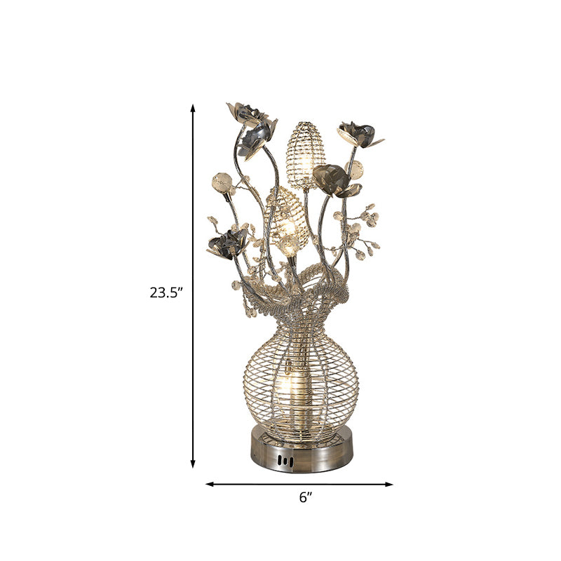 Éclairage décoratif de coupe à balle découpée à LED LED Éclairage de table en aluminium avec décoration de fleur en argent