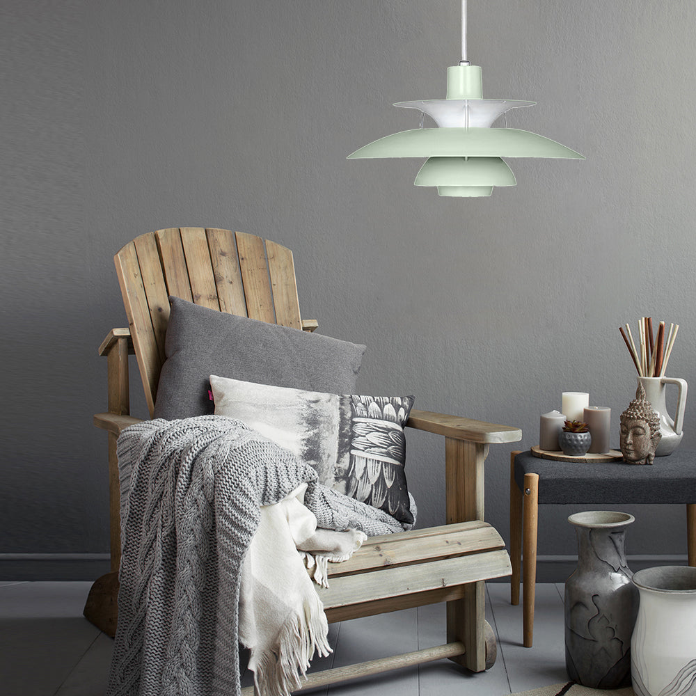 3 Layers Pendant Light with Flared Shade Macaron Style Aluminum 1 Light Black/Gray Hanging Lamp, 12"/16" Wide