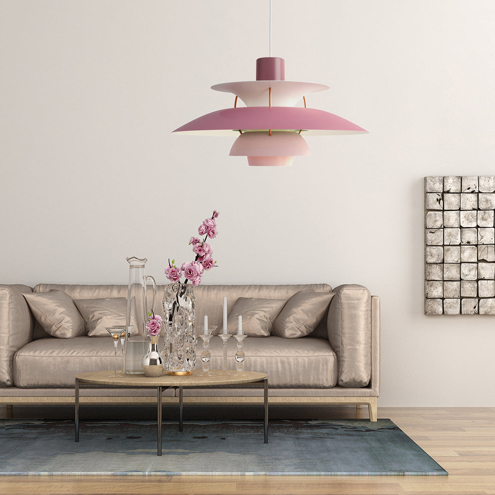 3 Layers Pendant Light with Flared Shade Macaron Style Aluminum 1 Light Black/Gray Hanging Lamp, 12"/16" Wide