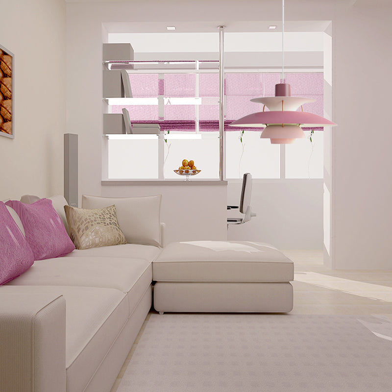 3 Layers Pendant Light with Flared Shade Macaron Style Aluminum 1 Light Black/Gray Hanging Lamp, 12"/16" Wide