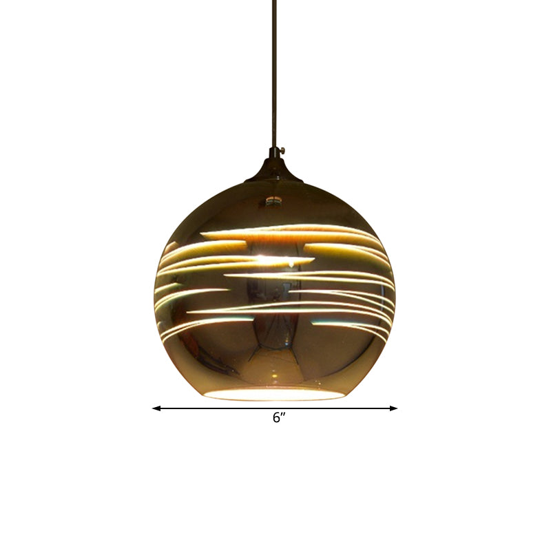 Lampada a sospensione in vetro 3-D Globe Contemporary 1 Light Crome/Gold Hanging Light, largo 6 "/8"/10 "