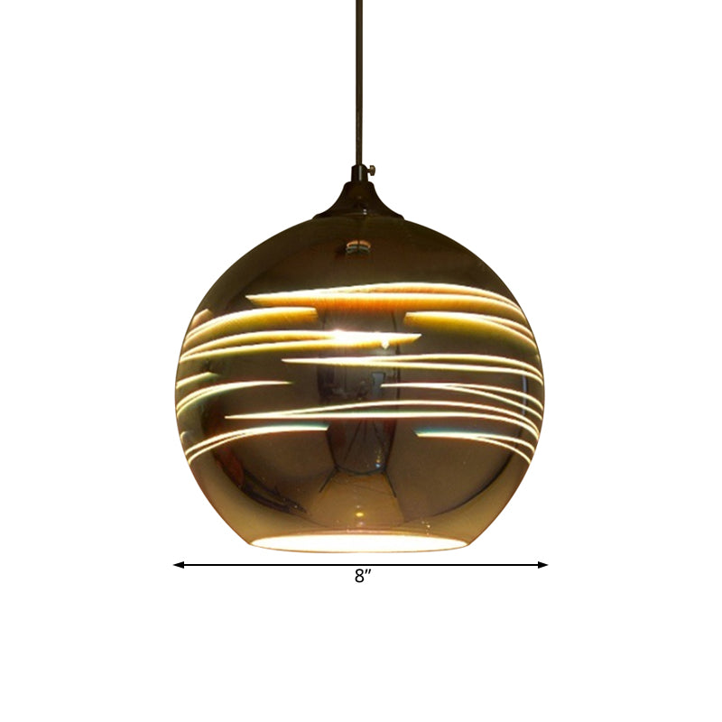 Lampada a sospensione in vetro 3-D Globe Contemporary 1 Light Crome/Gold Hanging Light, largo 6 "/8"/10 "