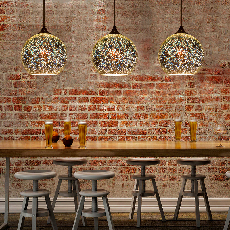 Lampada a sospensione in vetro 3-D Globe Contemporary 1 Light Crome/Gold Hanging Light, largo 6 "/8"/10 "